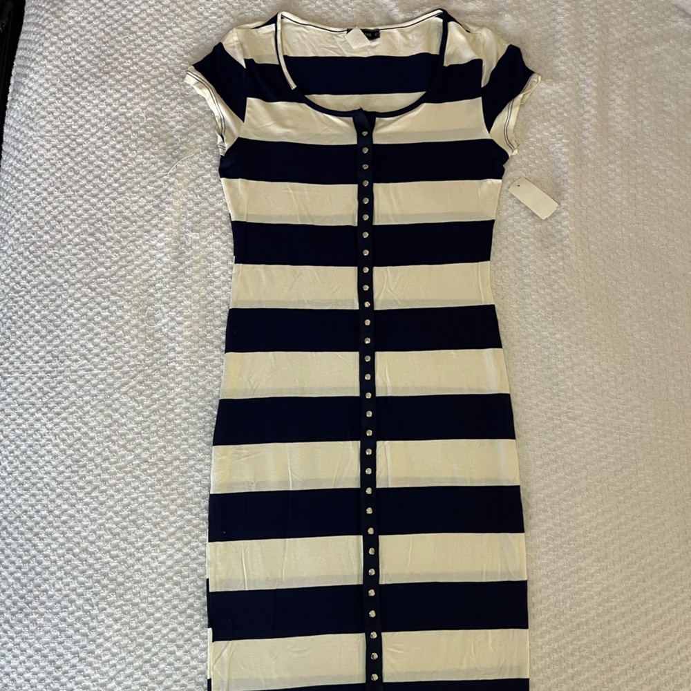 Navy blue and white dress